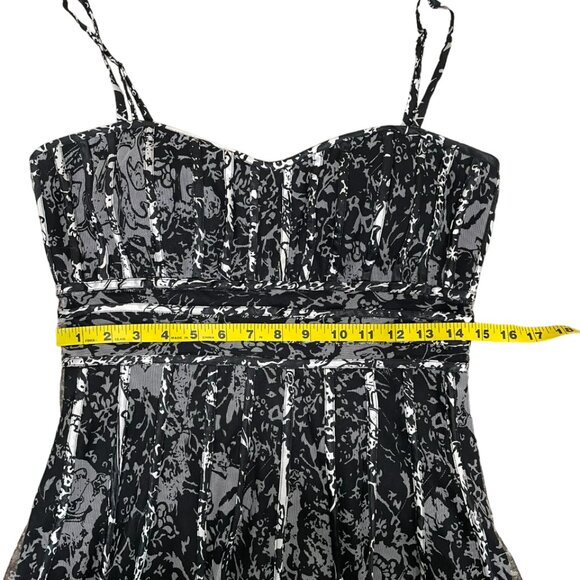 JS Collections Fit & FlareTulle Corset Cocktail Midi Dress Size 8 Black/Gray - Picture 11 of 13